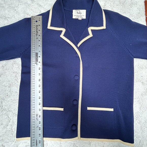 Vintage Knits By Tally Wool Classic Collared Sweater Size 14 Blue White - Picture 9 of 9